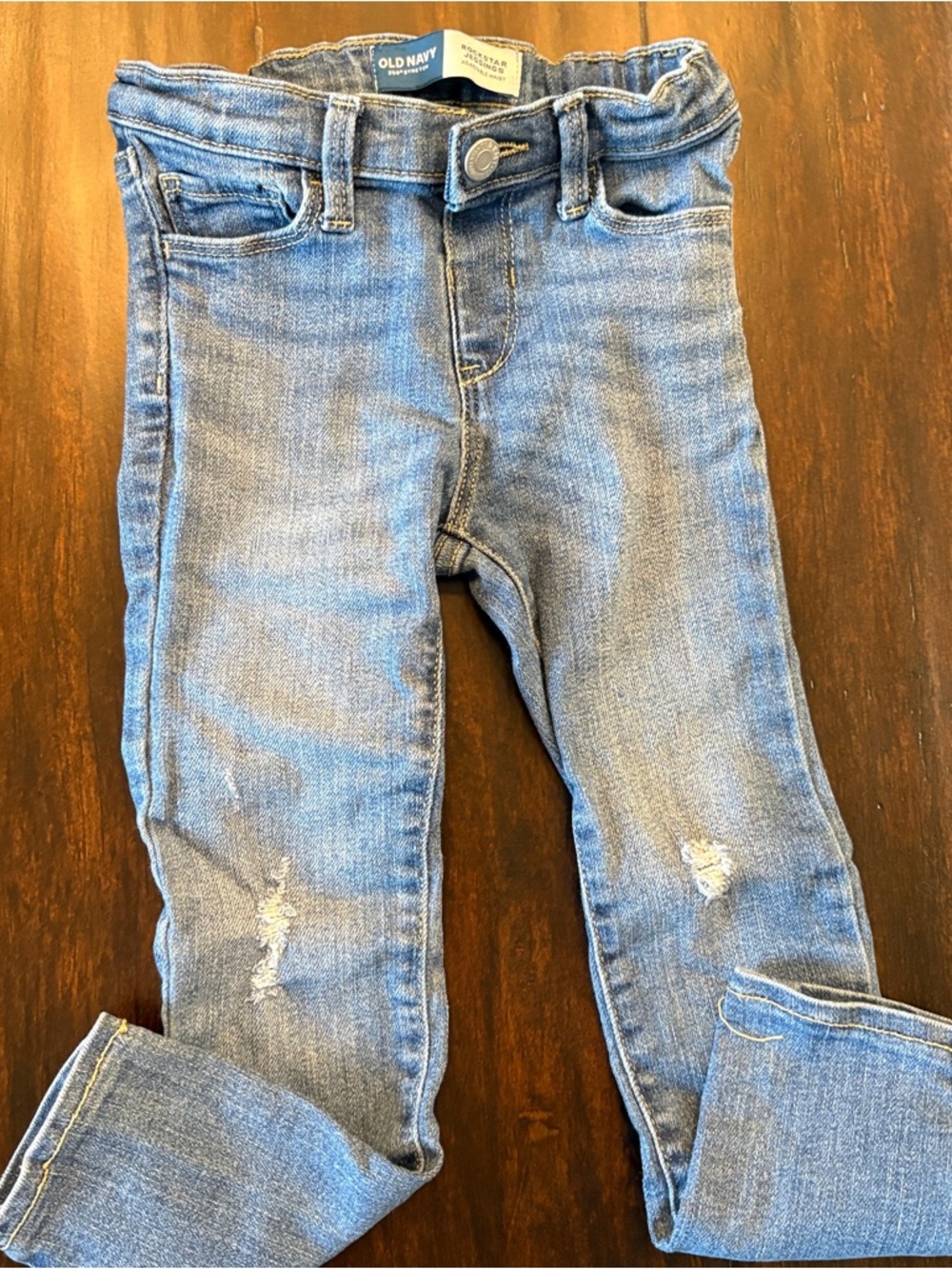 Girls Toddler Old Navy Light Blue Skinny Jeggings Distressed Rip Jeans